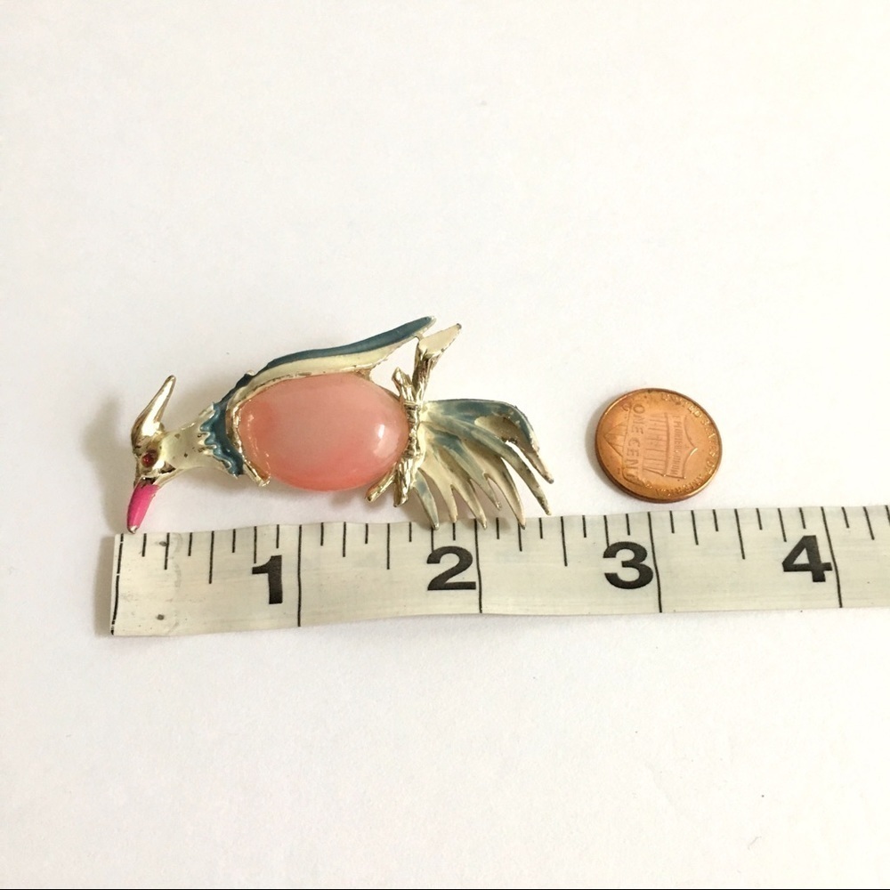 Vintage Jelly Belly Bird Brooch Pink Enamel Pink - Picture 9 of 9